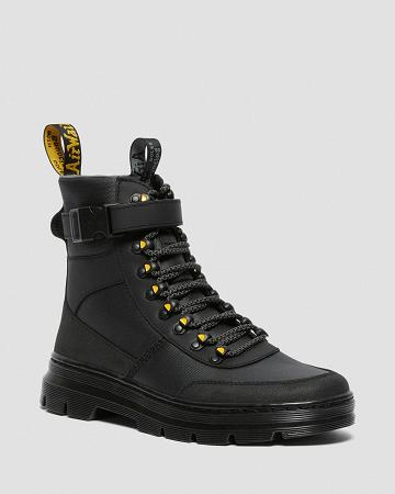 Black Men's Dr Martens Combs Tech Coated Canvas Ankle Boots | CA 438JPQ